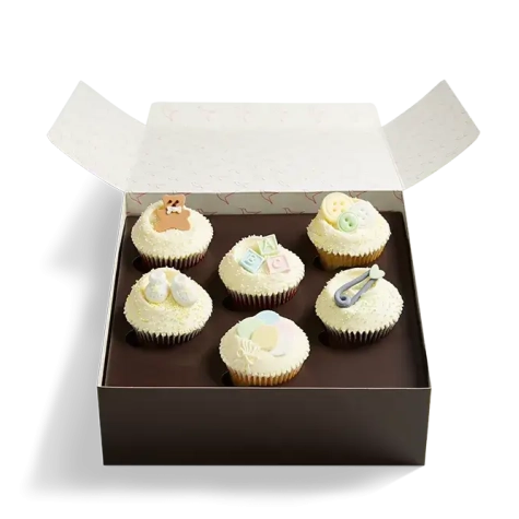 White Baby Shower Cupcake Selection Box