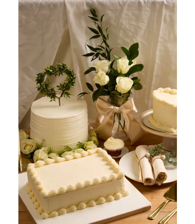 Elegant White Wedding Cake | Buy Now | The Hummingbird Bakery